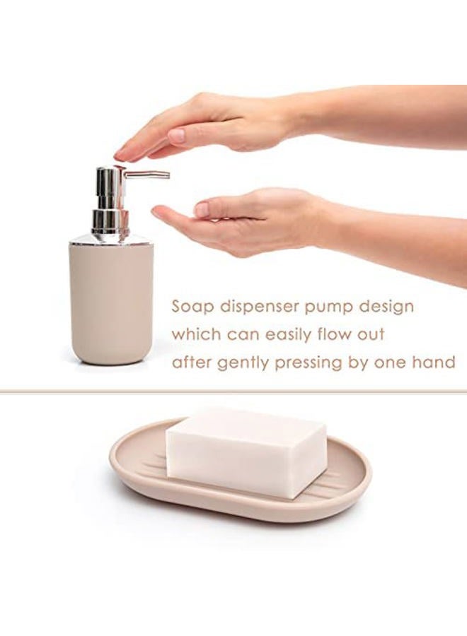 Moss & Stone 6 pcs Bathroom Accessories Set, Bathroom Decor Sets Includes Soap Dispenser, Toothbrush Holder, Toothbrush Cup, Soap Dish, A Bathroom Accessories Sets Complete (Beige) - Image 3