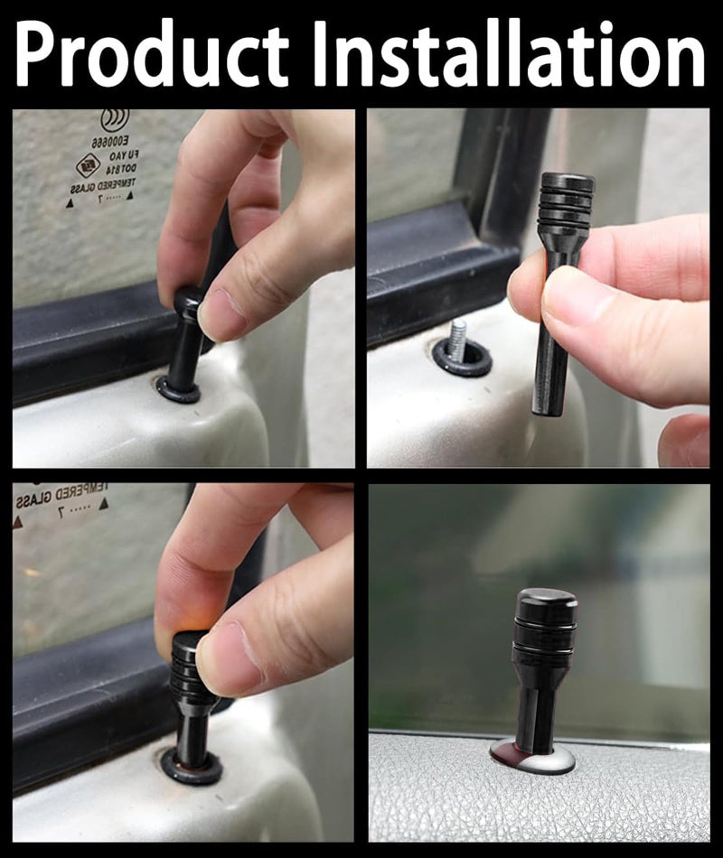 RupeeRise 8 Pcs Car Door Lock Knobs, Universal Anti-Rust Latch Cover + Inner Pull Pins for Car Door Trim, Bumper, Sill Protection & Decoration - Image 3