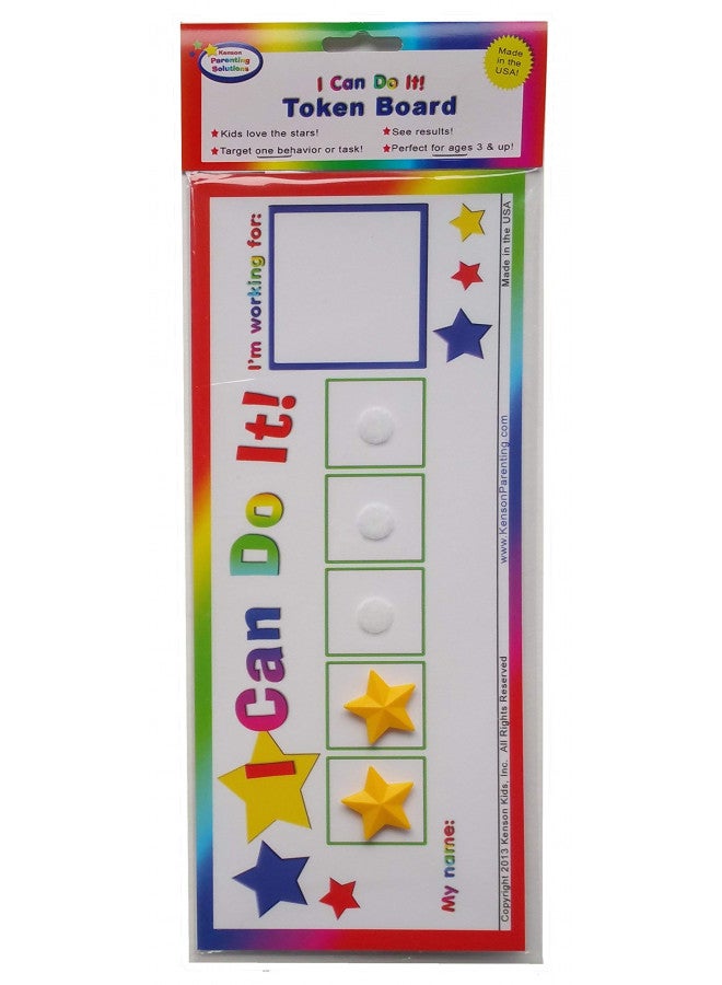 Kenson Kids Kenson Kids I Can Do It! Token Board. Colorful Magnetic Rewards Chart with Positive-Reinforcement Stars and Customizable Goal Box. Great for Ages 3-10. Measures 5-Inches by 11-Inches  - Image 2