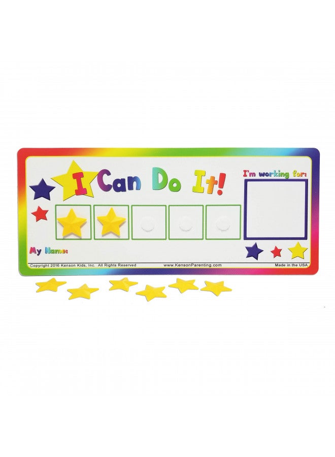 Kenson Kids Kenson Kids I Can Do It! Token Board. Colorful Magnetic Rewards Chart with Positive-Reinforcement Stars and Customizable Goal Box. Great for Ages 3-10. Measures 5-Inches by 11-Inches  - Image 1