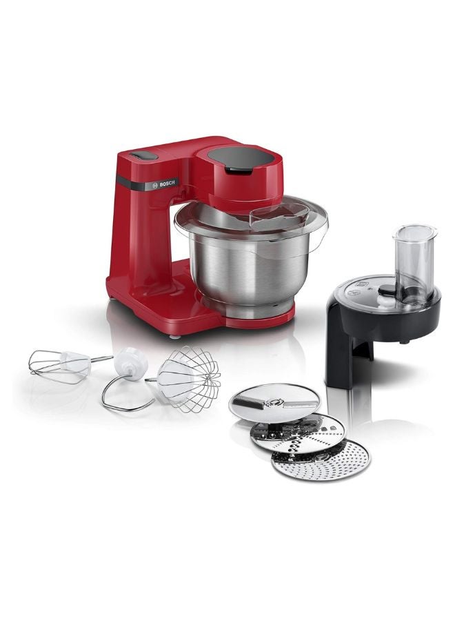 BOSCH MUM Series 2 Kitchen Machine, 3.8L Bowl | Compact Power, Vibrant Style MUMS2ER01G Red/Silver - Image 2