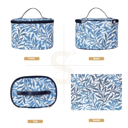 Signare Tapestry Toiletry Bag Makeup Organizer bag for Women with Light Blue William Morris Willow Bough Design (TOIL-WIOW) - Image 2
