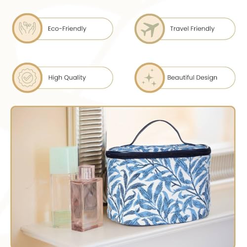 Signare Tapestry Toiletry Bag Makeup Organizer bag for Women with Light Blue William Morris Willow Bough Design (TOIL-WIOW) - Image 5