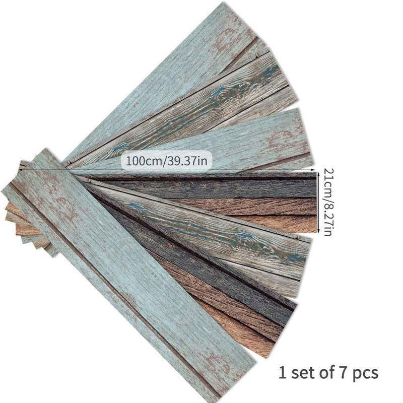 فان لايف Funlife 7pcs Farmhouse Peel and Stick Stair Stair Strip strip strip strip stair paper paper stair stair scal for steps 7.08 "" x39.37 "American Retro - Image 2