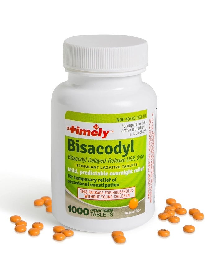 TIME-CAP LABS, INC. Timely Bisacodyl 5mg - 1000 Tablets - Laxatives for Constipation Relief - Image 1