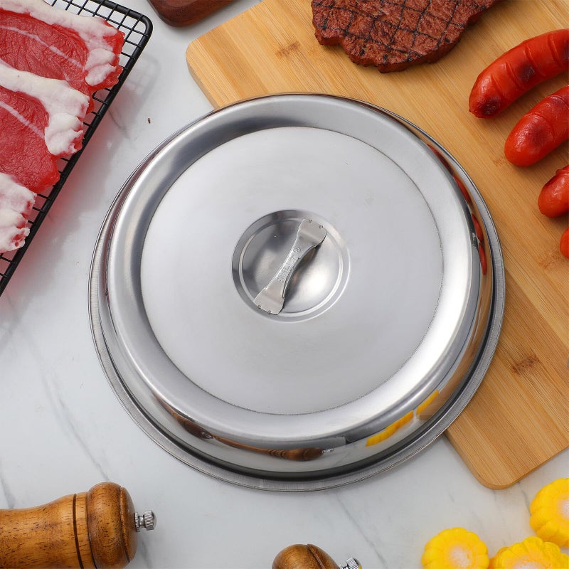 3Pcs 26cm Stainless Steel Food Dome Covers For Bbq Grill Steak Kitchen Serving Dish - Image 5