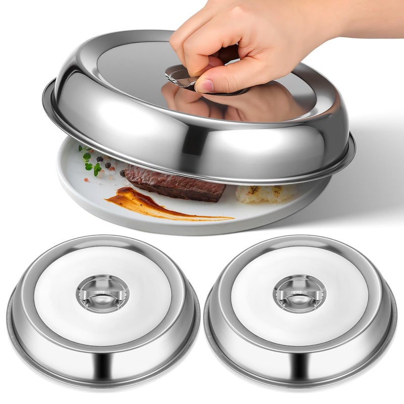 3Pcs 26cm Stainless Steel Food Dome Covers For Bbq Grill Steak Kitchen Serving Dish - Image 2