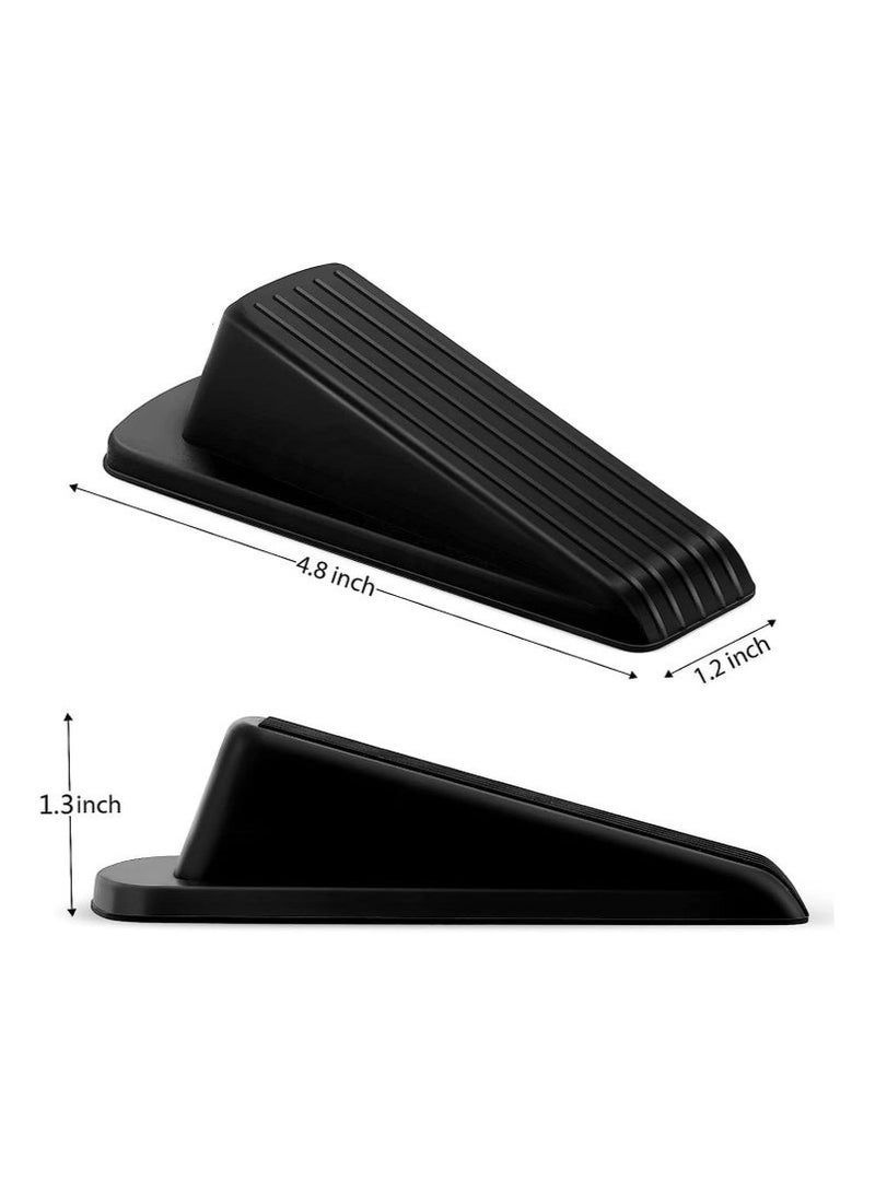 BAEKO 4 Packs Door Stoppers, Large Rubber Door Stoppers Wedge with Multi Surface Design, Door Stoppers for Bottom, Prevent the Lock-Outs, Floor Sturdy Stackable Door Stop (Black) - Image 2