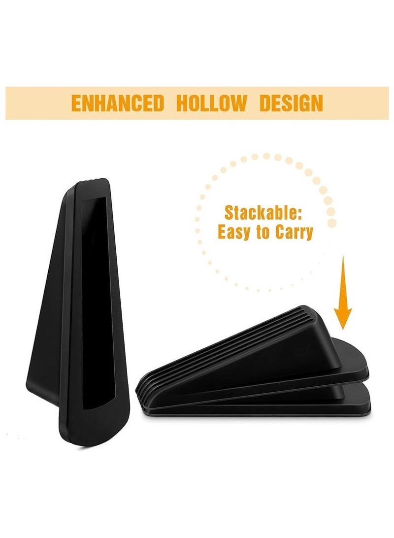 BAEKO 4 Packs Door Stoppers, Large Rubber Door Stoppers Wedge with Multi Surface Design, Door Stoppers for Bottom, Prevent the Lock-Outs, Floor Sturdy Stackable Door Stop (Black) - Image 4