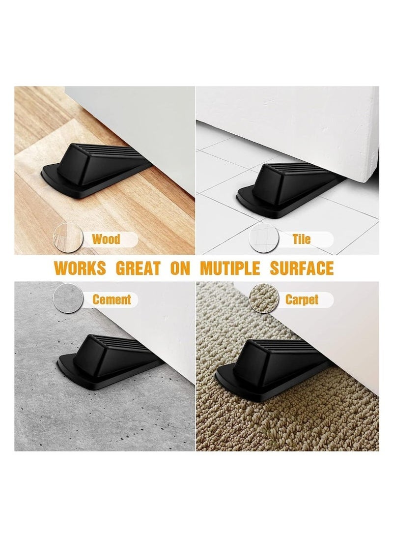 BAEKO 4 Packs Door Stoppers, Large Rubber Door Stoppers Wedge with Multi Surface Design, Door Stoppers for Bottom, Prevent the Lock-Outs, Floor Sturdy Stackable Door Stop (Black) - Image 5