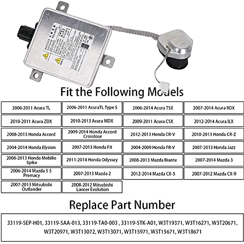 Yikesai W3T19371 Xenon HID Headlight Ballast W/ Igniter - Compatible with Acura TL, TL-S, TSX, ZDX, RDX, MDX, CSX, Honda CR-Z, Odyssey, Mazda CX-5, CX-9, 3, Mitsubishi Outlander - Replaces W3T15671 W3T16271 - Image 4