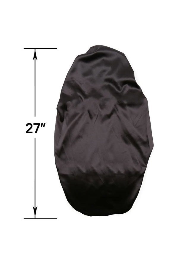 greatremy - 2PCS Silky Satin Hair Bonnet Long Bonnet for Women Dreadlocks,Braids,Locs,Curly,Long Hair Cap for Sleeping Black Breathable Sleep Cap - Image 1