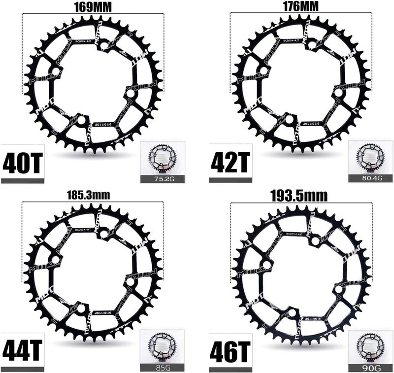 YBEKI 30T 32T 34T 36T 38T 40T 42T 44T 46T 48T 50T 52T Chainring 104BCD Round Oval Narrow Wide Single Bike Chainring for 8 9 10 11 Speed Mountain Bike Road Bike MTB BMX (Black Round, 36T) - Image 5