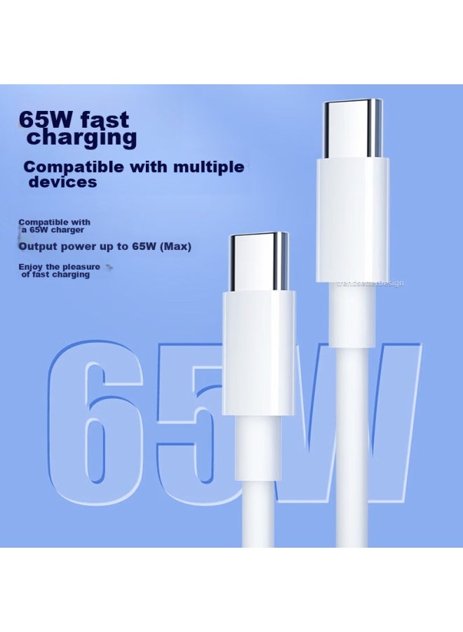 trendsetter Dual Type-c Data Cable, Short Charging Cable For Power Bank, 65w Pd Fast Charging Cable, Suitable For Asus Rog, Oneplus, Red Magic, Lenovo, Huawei Phones And Tablets, Data Transfer And Charging Cable - Image 1