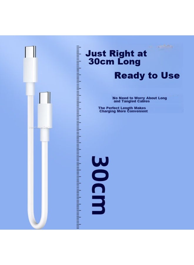 trendsetter Dual Type-c Data Cable, Short Charging Cable For Power Bank, 65w Pd Fast Charging Cable, Suitable For Asus Rog, Oneplus, Red Magic, Lenovo, Huawei Phones And Tablets, Data Transfer And Charging Cable - Image 3