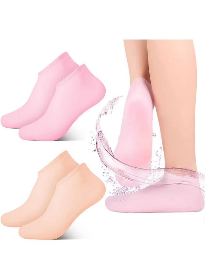 Gnanex جوارب سيليكون للعناية بالكعب المرطب من جاناكس، جوارب جل سبا للنساء، جوارب سيليكون للرجال، جوارب ترطيب القدم للنساء، جوارب بيديكور سبا، جوارب مقاومة للماء للسبا (متعدد الألوان، 1 زوج) - Image 1