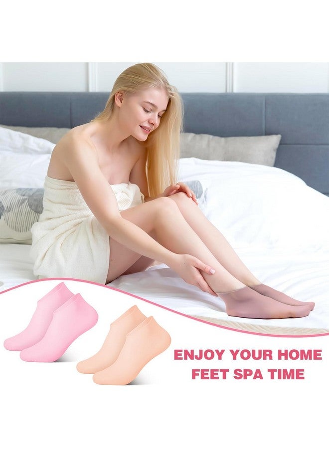 Gnanex جوارب سيليكون للعناية بالكعب المرطب من جاناكس، جوارب جل سبا للنساء، جوارب سيليكون للرجال، جوارب ترطيب القدم للنساء، جوارب بيديكور سبا، جوارب مقاومة للماء للسبا (متعدد الألوان، 1 زوج) - Image 3