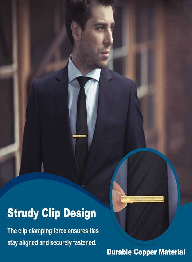 PATIKIL Tie Clip for Men, Rhinestones Necktie Bar Pinch Clips with Gift Box for Regular Ties Wedding Business Valentine's Day Father's Day Anniversary, Gold Tone(White) - Image 3