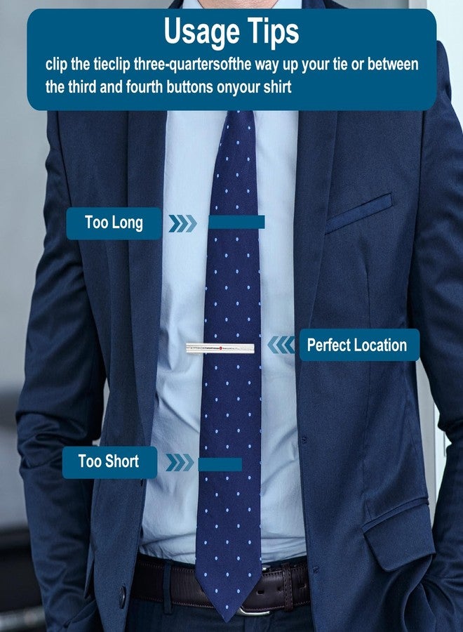 PATIKIL Tie Clip for Men, Rhinestones Necktie Bar Pinch Clips with Gift Box for Regular Ties Wedding Business Valentine's Day Father's Day Anniversary, Gold Tone(White) - Image 4