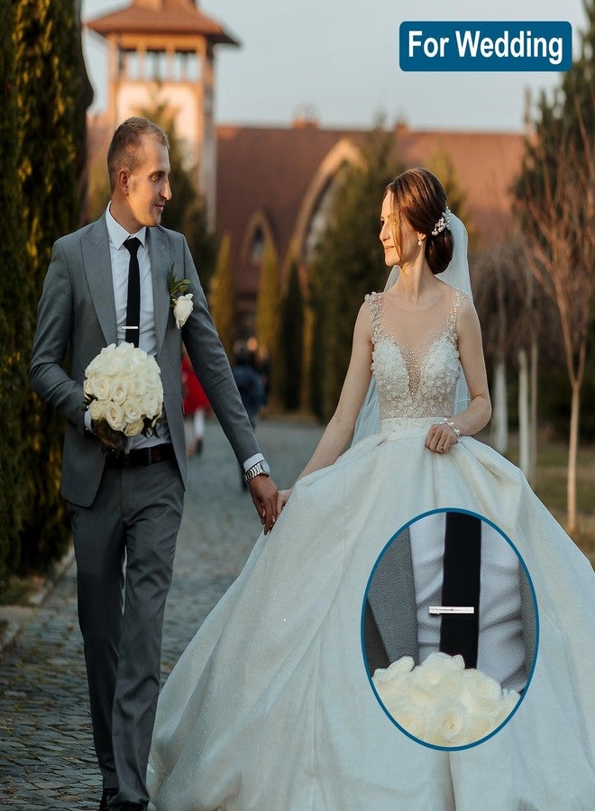 PATIKIL Tie Clip for Men, Rhinestones Necktie Bar Pinch Clips with Gift Box for Regular Ties Wedding Business Valentine's Day Father's Day Anniversary, Gold Tone(White) - Image 5