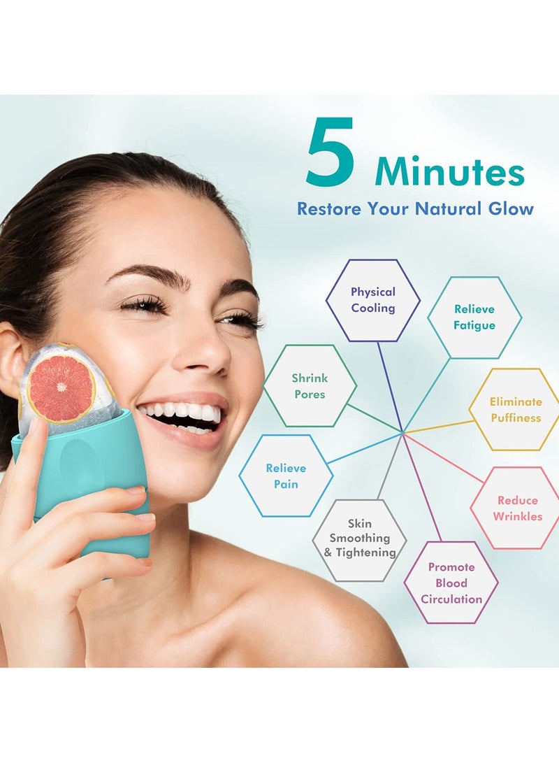 جلوسكي أسطوانة الثلج للوجه والعين ، الجمال الوجه حامل الثلج العفن الوجه انتفاخ تخفيف تدليك أدوات العناية بالبشرة لإضاءة تشحيم تقلص المسام وإزالة الخطوط الدقيقة - Image 3