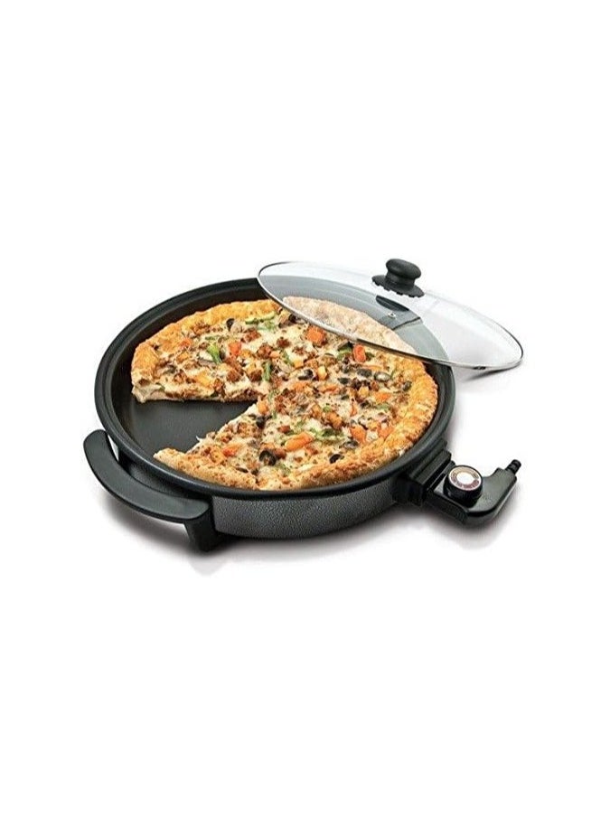 42 cm Electric Pizza maker Pan, Multi-Function Cooker - Electric Frying Pan Cooker with Tempered Glass- Energy Saver 1500W - Cool-Touch Handles