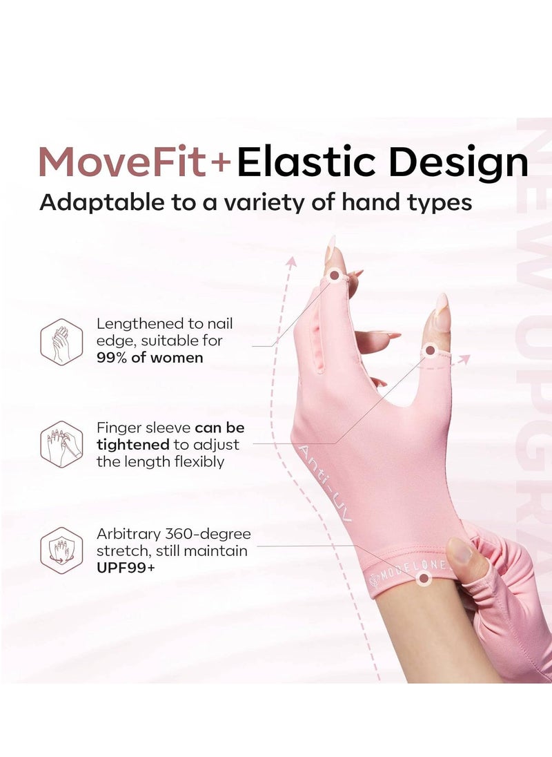 modelones modelones UV Gloves for Nail Lamp - Pink, Premium UPF99+ UV Protection Gloves for Gel Manicure, Nail Art Skin Care Fingerless Anti UV Glove Protect Hands from UV Harm  - Image 3