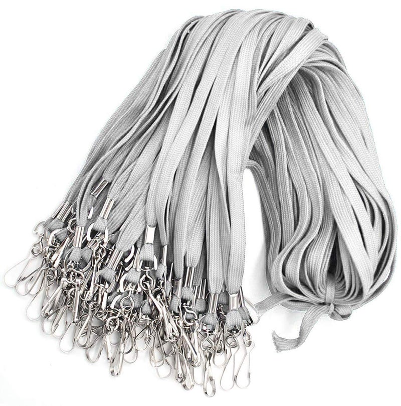 Bird Fiy Lanyard 100 Pack Bulk Badge Lanyards for ID Badges Neck Cruise Name Tag ID Holder (Gray, 100 Pack) - Image 1