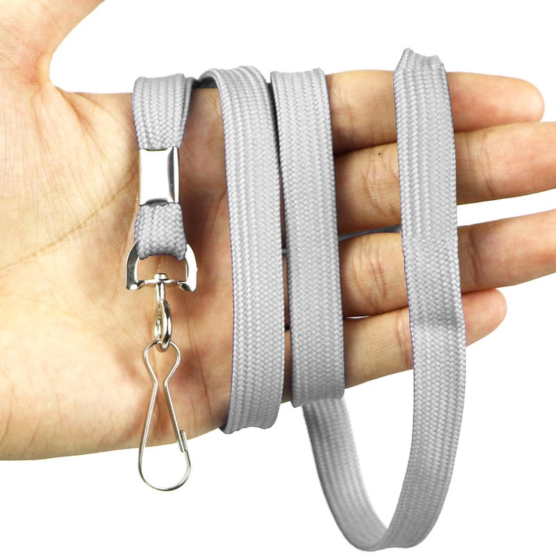 Bird Fiy Lanyard 100 Pack Bulk Badge Lanyards for ID Badges Neck Cruise Name Tag ID Holder (Gray, 100 Pack) - Image 5