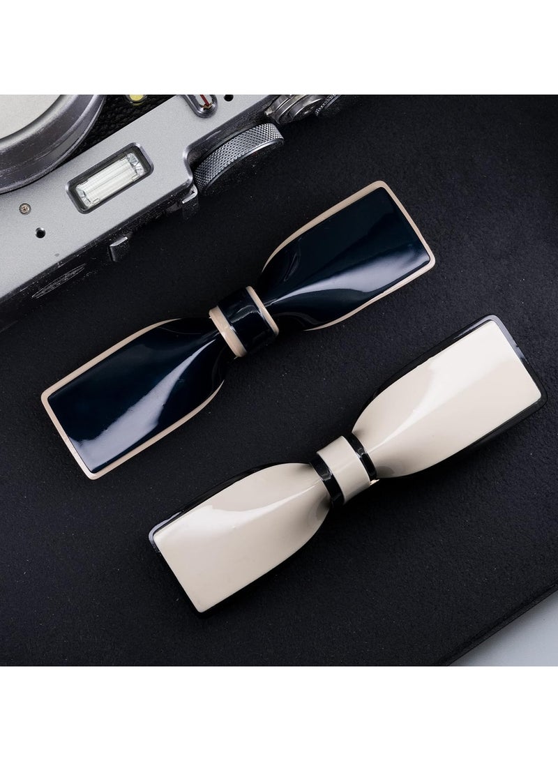 Goolsky Elegant Hair Clips Resin Hair Barrettes Sparkly Black & White Minimalist Style with Metal Snap Hairpins Glitter for Women (Bow B&W 2PCS) - Image 2