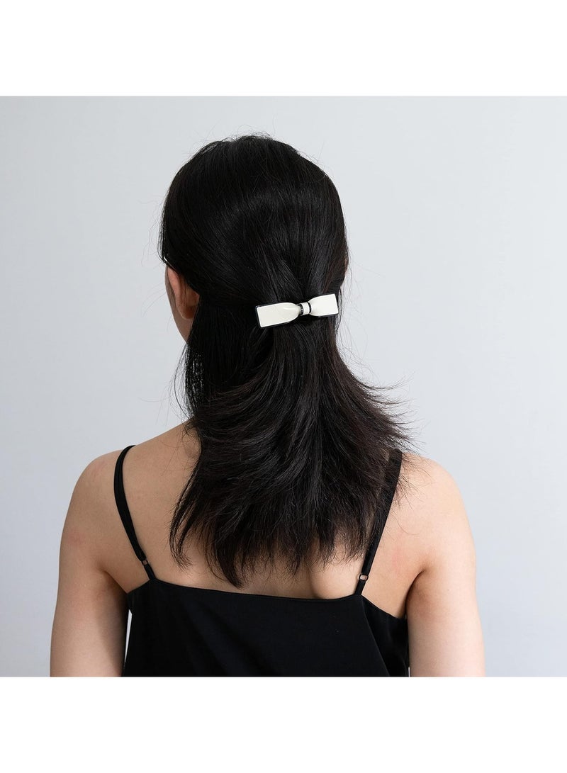 Goolsky Elegant Hair Clips Resin Hair Barrettes Sparkly Black & White Minimalist Style with Metal Snap Hairpins Glitter for Women (Bow B&W 2PCS) - Image 4