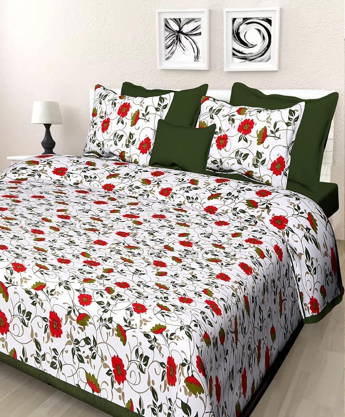 EWISH BOX RAJASTHANI JAIPURI PURE COTTON BEDSHEET 3D HAND BLOCK PRINT WITH 2 PILLOW COVER TC 180 D_A93