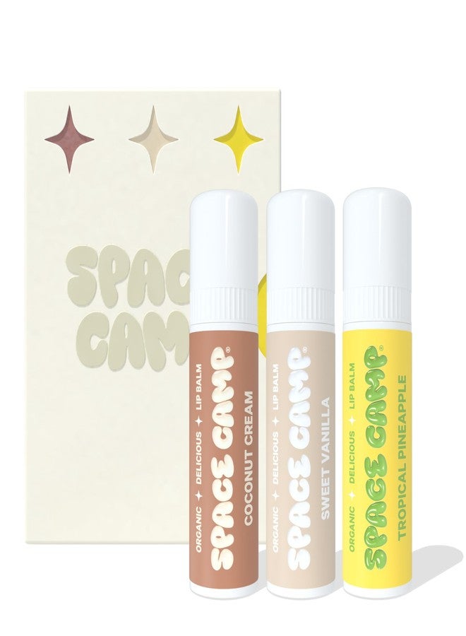 Space Camp Wellness Jumbo Lip Balm (Pool Club 3 Pack (Tropical Pineapple, Sweet Vanilla, Coconut Cream - Image 1