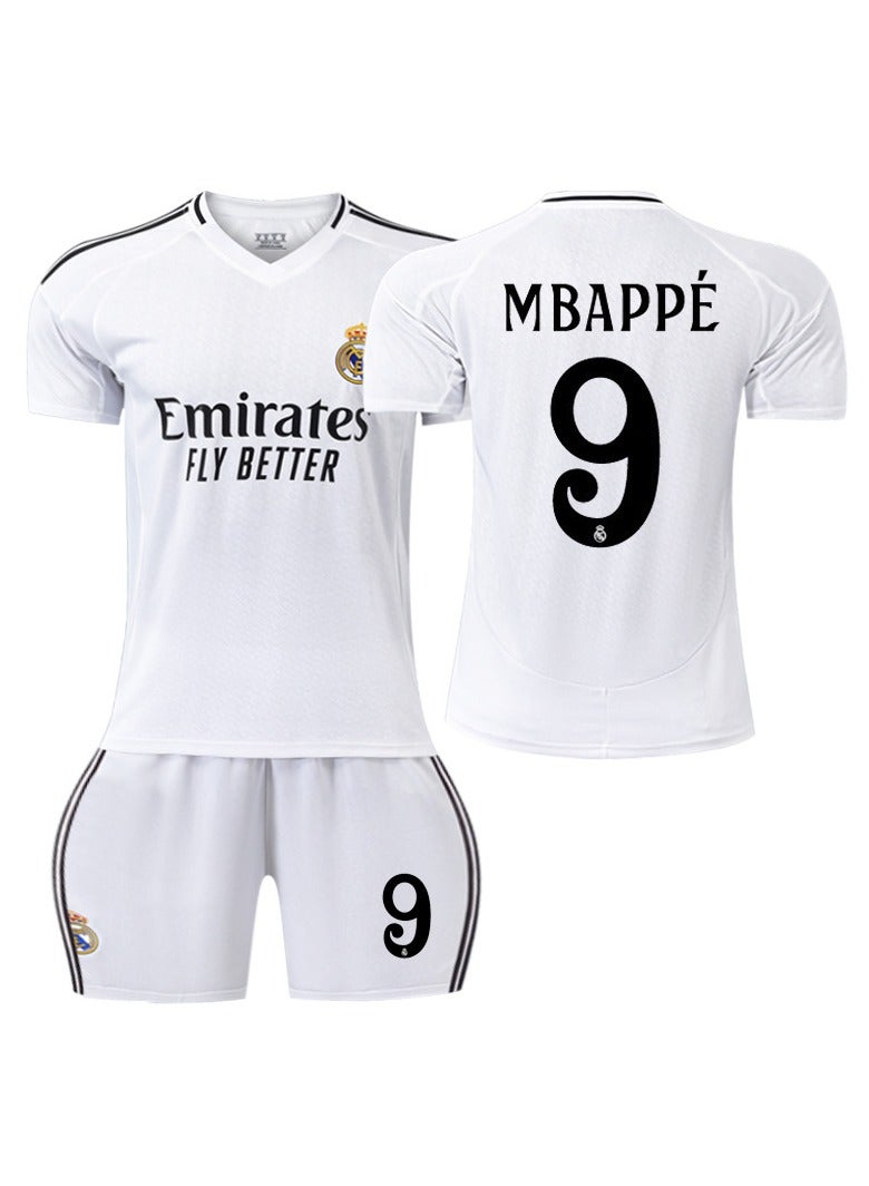 general 2024-25 Real Madrid Home Football Jersey MBAPPE #9 Football Jersey/Shorts Gift Set Kids Size and Adult Size, Gift for Fan Friends  - Image 1