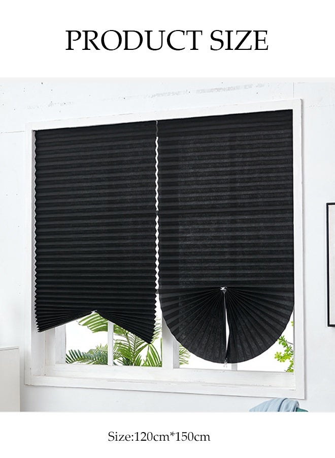 DUNISO 2 Pieces of Pleated Window Shades，Cordless Blackout Pleated Fabric Shade，Self Adhesive Heat Insulation Window Shades Curtains，Can Be Cleaned and Trimmed，Easy to Install，for Bedroom, Bathroom, Living Room，Balcony, Restaurant(120*150CM)  - Image 2