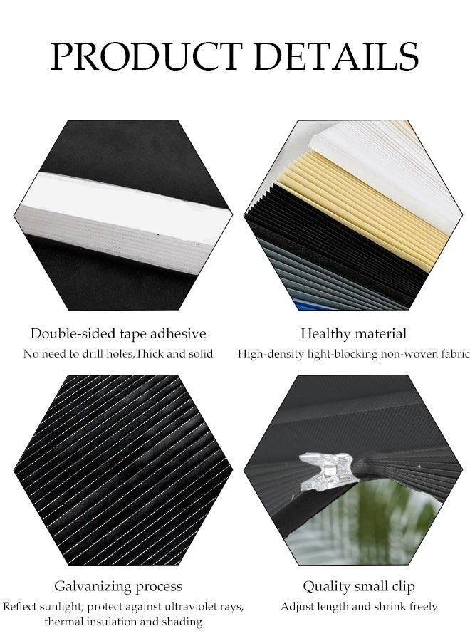 DUNISO 2 Pieces of Pleated Window Shades，Cordless Blackout Pleated Fabric Shade，Self Adhesive Heat Insulation Window Shades Curtains，Can Be Cleaned and Trimmed，Easy to Install，for Bedroom, Bathroom, Living Room，Balcony, Restaurant(120*150CM)  - Image 3