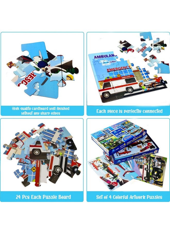 FunBlast Jigsaw Puzzles for Kids - Emergency Rescue Jigsaw Puzzles for Kids and Police Team Jigsaw Puzzle Toys, Floor Puzzle for Children, Set of 4 Puzzles - 96 Pcs Puzzle (Multicolour) - Image 3