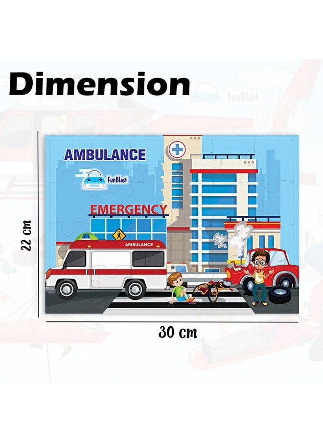 FunBlast Jigsaw Puzzles for Kids - Emergency Rescue Jigsaw Puzzles for Kids and Police Team Jigsaw Puzzle Toys, Floor Puzzle for Children, Set of 4 Puzzles - 96 Pcs Puzzle (Multicolour) - Image 2