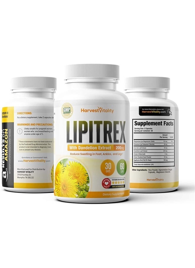 Harvest Vitality - Swollen Feet and Ankles? Lipitrex Helps Reduce Swelling in Legs and Feet from Water Retention, Edema, & Slows Your Ankles from Swelling - Best for an Ankle That is Swollen, Swollen Foot, Edema in Leg - Image 1