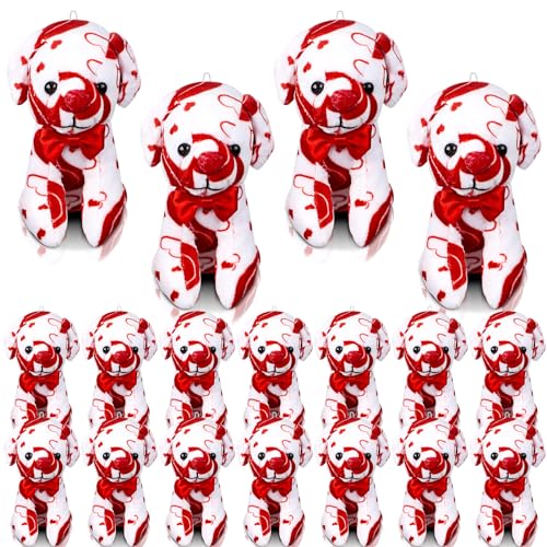Haull 18 Pcs Valentine Heart Shaped Stuffed Animals Dogs Bulk Gifts 4 Mini Plushies Soft Small Cute Dogs Toys for Kids Adults Party Favors Home - Image 1