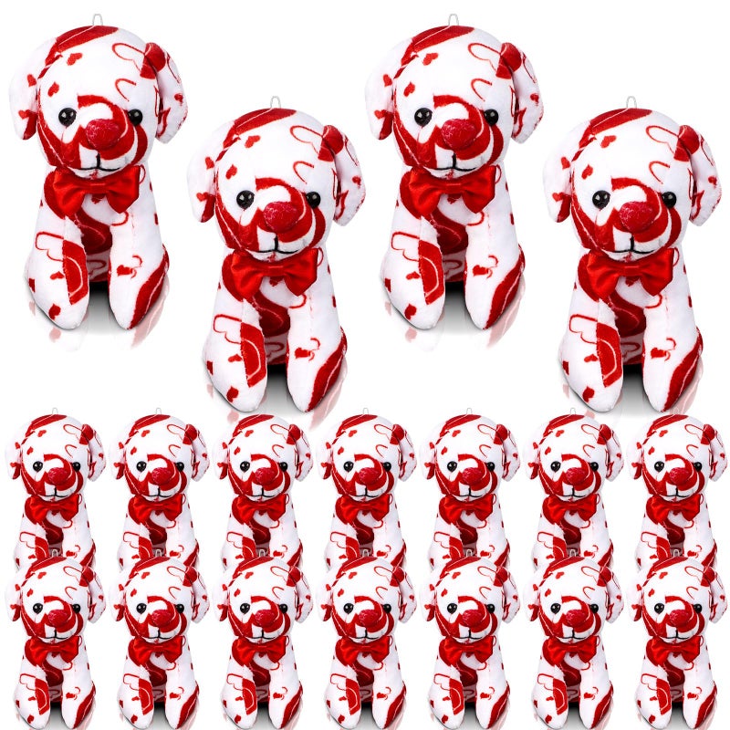Haull 18 Pcs Valentine Heart Shaped Stuffed Animals Dogs Bulk Gifts 4 Mini Plushies Soft Small Cute Dogs Toys for Kids Adults Party Favors Home - Image 3