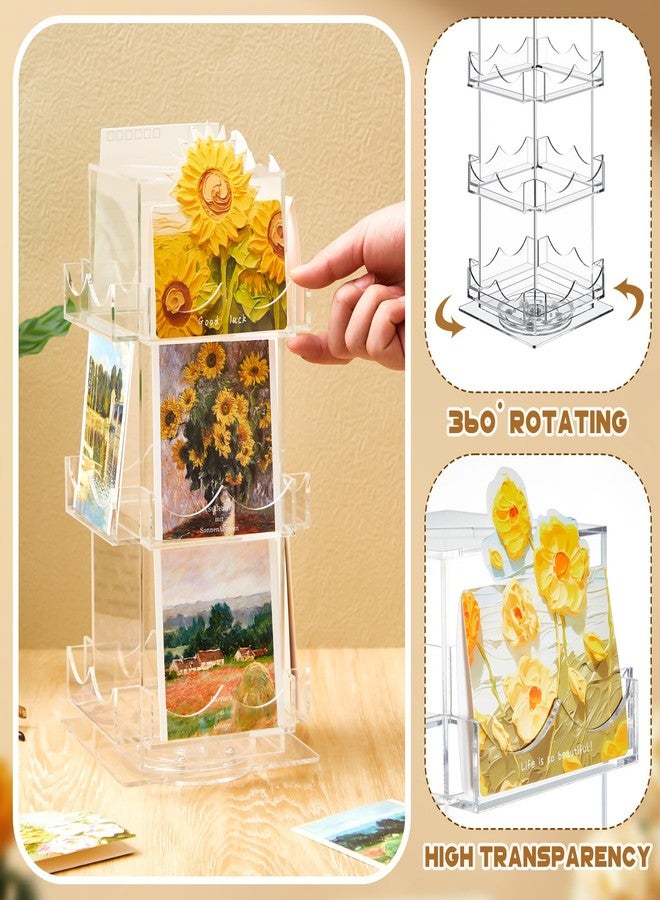Marsui 3 Tier Rotating Sticker Display Stand, 4 Sided Sticker Holder, 360° Rotating No Assembly Required Clear Acrylic Sticker Holder for Vendors, Retail, Showcase, Tradeshow, 12.6" x 5.9" - Image 3