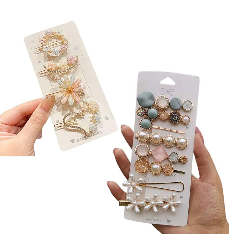 Tresneria® Korean Fashion Hair Clips Set in Trendy Styles and Designs for Women and Girls (GreyPastel) - Image 1