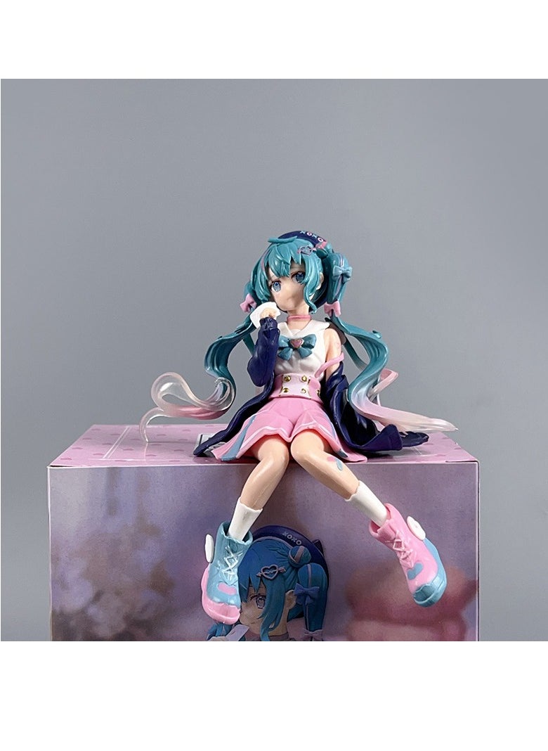 Generic - Hatsune Miku Figure - Japanese Anime Merchandise - Sakura Sitting Pose Cute Girl Collectible Decoration - Image 1