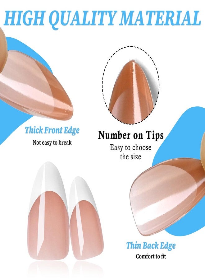 Lifextol Medium French Tip Press on Nails Women Acrylic Nails Press on Nails Medium Stick on Fake Nails Press ons, 120PC French Gel Nail Tips Almond Press Nails French Tip False Artificial Fingernail - Image 3