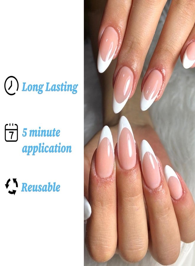 Lifextol Medium French Tip Press on Nails Women Acrylic Nails Press on Nails Medium Stick on Fake Nails Press ons, 120PC French Gel Nail Tips Almond Press Nails French Tip False Artificial Fingernail - Image 2