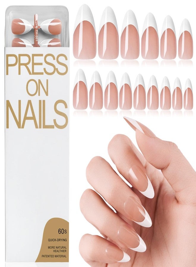 Lifextol Medium French Tip Press on Nails Women Acrylic Nails Press on Nails Medium Stick on Fake Nails Press ons, 120PC French Gel Nail Tips Almond Press Nails French Tip False Artificial Fingernail - Image 1