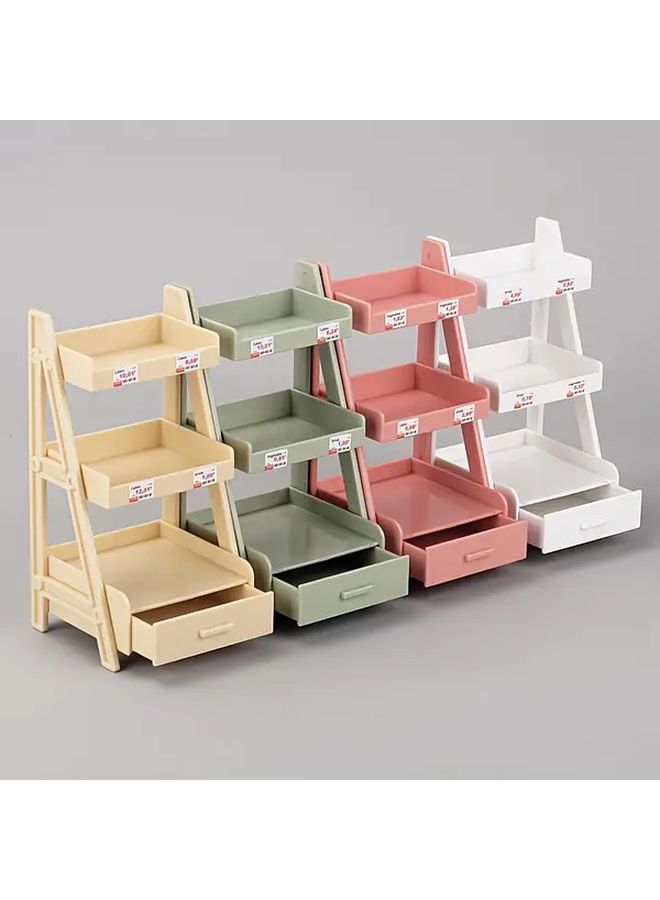 Brown Flower Stand 2 Tier Shelf With Pull Out Drawer For Dollhouse - Image 1