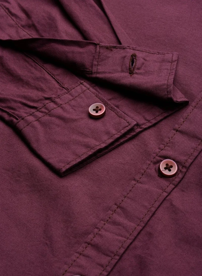 The Indian Garage Co Men Slim Fit Solid Full Sleeves Spread Collar Casual Shirt