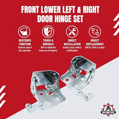 AA Ignition Front Left Driver Side Lower Door Hinge - Compatible with Chevy, GMC & Cadillac Vehicles -2007-2014 Silverado 1500, Tahoe, Sierra, 3500, Suburban, Yukon, XL - Replaces 20969645, 15877405, 15824876 - Image 2
